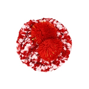 Șosete pufoase Cupcake, roșu, cu pom-pom – ambalaj cadou, mărime universală