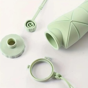 Sticlă apă pliabilă, Ecarla, silicon, 600ml, verde, fără BPA, ușor de transportat