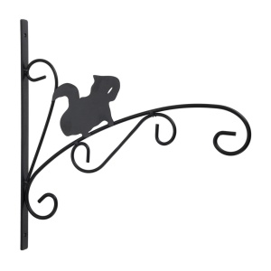 Suport agățătoare pentru ghiveci ProGarden, design decorativ, oțel, negru, model veverița veselă