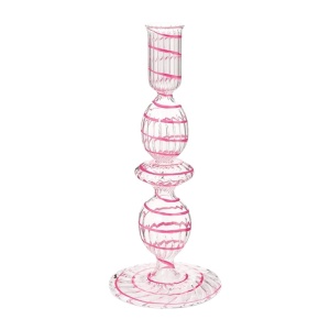 Suport din sticlă, Pip Studio, Swirl Pink, 20 cm, colecția Jolie