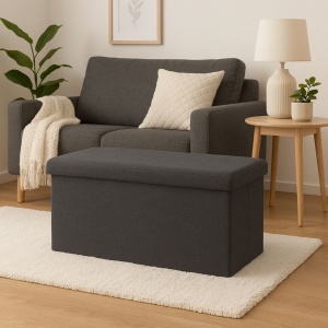Taburet cu spațiu de depozitare, Storage Solutions, 76x40x38 cm – Gri inchis