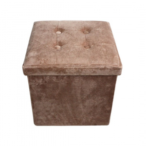 Taburet cu spațiu depozitare 38x38x38 cm catifea cafeniu