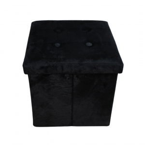 Taburet cu spațiu depozitare 38x38x38 cm catifea negru