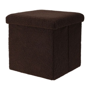 Taburet pliabil cu spațiu de depozitare - Storage Solutions®, tip cutie, otoman, culoare maroniu, 38x38x38 cm