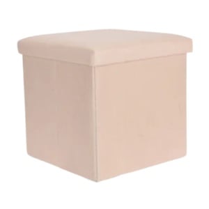 Taburet pliabil cu spațiu de depozitare - Storage Solutions®, tip cutie, otoman, culoare crem, 38x38x38 cm