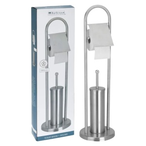 Suport pentru hârtie igienică, cu perie pentru toaletă, din inox, 78 cm