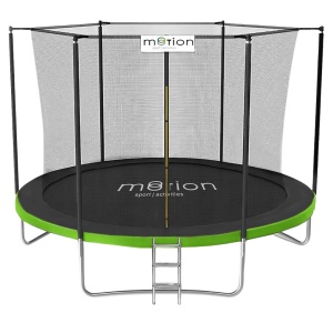 Trambulină de grădină Jumi, MOTION, 240 cm, cu plasă de protecție și scară, culoare verde