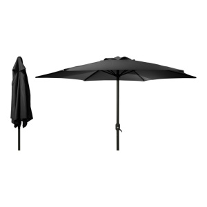 Umbrelă de grădină neagră Ø300 cm, cu sistem de deschidere prin manivelă, structură metalică rezistentă