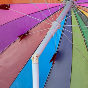 Umbrelă de plajă multicoloră, Jumi, model curcubeu, rezistentă UV, 220 cm