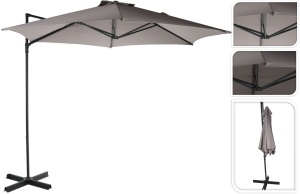 Umbrelă suspendată de grădină, model lateral cu braț, design rotativ, culoare gri