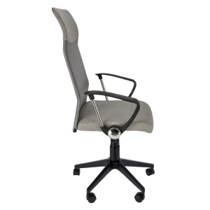 Scaun de birou ergonomic ZOOM, pivotant, cu brațe, mesh respirabil și șezut tapițat, reglabil pe înălțime, gri deschis/negru