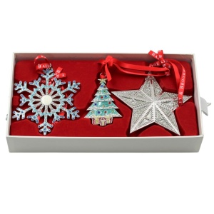 Set cadou Bailey & Brooke – 3 decorațiuni metalice elegante de Crăciun