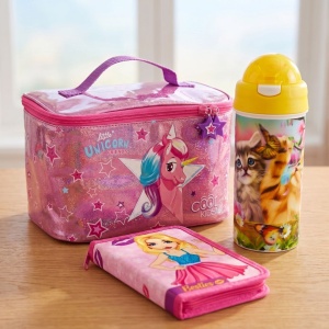 🦄 "Lunch Time – Unicorn" Set 🌈 | Insulated bag, filled pencil case, and water bottle