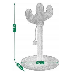 Ansamblu de joacă și stâlp sisal pentru pisici, Jumi, model cactus verde, 43 cm