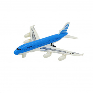Avion albastru de jucărie sistem pull-back