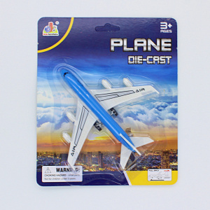 Avion albastru de jucărie sistem pull-back