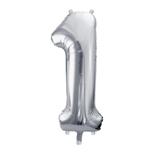 Balon cifra 1, argintiu, 35 cm