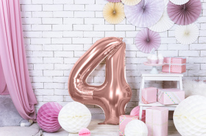 Balon cifra 4, roz, 35 cm