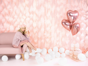 Balon party, model inimă, culoarea roz, 45 cm