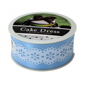 Bandă decorativă Cake Dress pentru torturi și prăjituri, 4.5cm x 15m, model dantelat, Splendor bleu