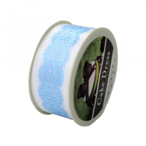 Bandă decorativă Cake Dress pentru torturi și prăjituri, 4.5cm x 15m, model dantelat, Splendor bleu - Img 2