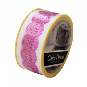 Bandă decorativă Cake Dress pentru torturi și prăjituri, 4.5cm x 15m, model dantelat, Splendor ciclam - Img 3