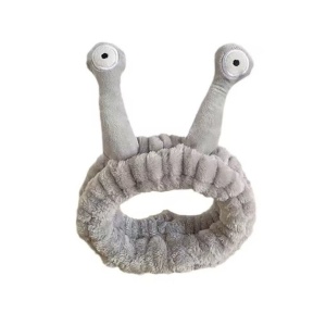 Bentiță cosmetică tip melc – plușată și moale, Ecarla, 20x5 cm, gri