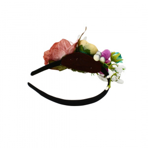 Coroniță de păr, cu flori multicolore, Zooky, bentiță florală fete, accesorii păr elegante evenimente