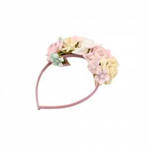 Coroniță de păr roz, cu trandafiri, Zooky, accesoriu floral elegant pentru fete și evenimente speciale 