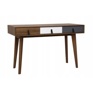 Birou Jumi, cu 3 sertare, 120x55x75 cm, design modern din lemn MDF, culoare stejar deschis