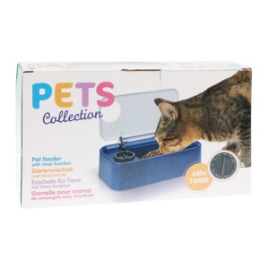 Bol pentru animale, cu temporizator 48h, Pets Collection, bleumarin cu alb