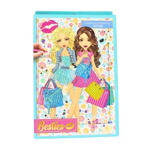 Caiet Besties, Diamond Painting, model 2 prietene, turcoaz