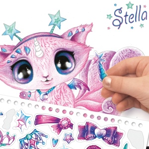 Caiet de schițe creative, Animoulous Fever, Nebulous Stars - 30 fișe, 8 creioane colorate, stickere și șabloane