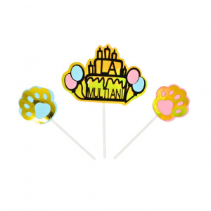 Cake Topper pentru tort, La Mulți Ani cu model lăbuțe