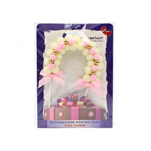 Cake Topper tort arcadă roz cu baloane - Img 2