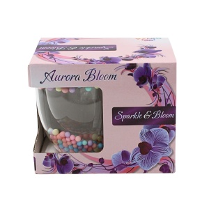 Cană cu inserție de biluțe colorate pastel, pereți dubli, sticlă borosilicată, 250 ml, Aurora Bloom