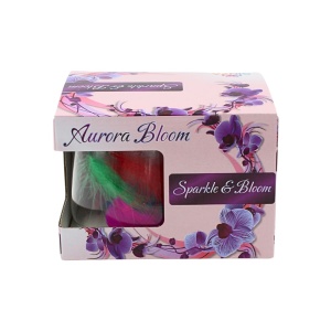 Cană cu inserție de pene multicolore, pereți dubli, sticlă borosilicată, 200 ml, Aurora Bloom
