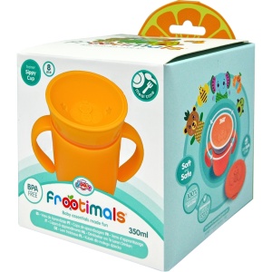 Cană silicon pentru bebeluși, 350ml, OrangieFly, Frootimals
