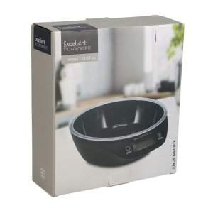 Cântar de bucătărie digital Excellent Houseware cu bol, precizie 1 g, 400 ml, funcție Tare, afișaj LCD, măsurare g/oz/lb/ml
