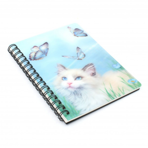 Carnețel zoo cu spirală 3D "LiveLife - Ragdoll and butterflies"
