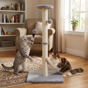 Cat Play Tower and Sisal Scratching Post with Bells, Jumi , Grey, 81 cm