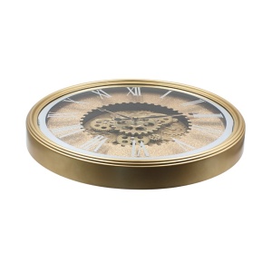 Ceas de Perete Vintage Auriu cu Mecanism Rotativ – Ø50,7 cm