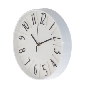 Ceas decorativ de perete, alb cu cifre negre, 24 cm, design modern