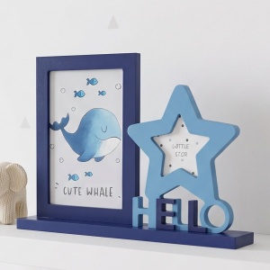 Children's photo frame, HELLO, collage for 2 photos, blue