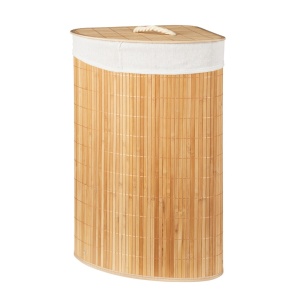 Coș de rufe din bambus, formă triunghiulară, cu capac – Excellent Houseware, 35×35×60 cm