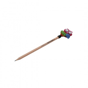 Creion figurină Bufniță roz aripi albastre 22cm - Img 2
