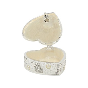 Cutie Bijuterii în Formă de Inimă 5x5 cm cu Perle și Strasuri AZAY – Casetă Bijuterii Elegantă, Cutie Inel, Cadou Romantic Femei, Ambalaj Premium