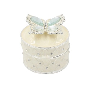 Cutie Bijuterii Rotundă 4 cm cu Fluture și Strasuri AZAY – Cutie Inel, Casetă Bijuterii, Cutie Cadou Femei cu Ambalaj Premium
