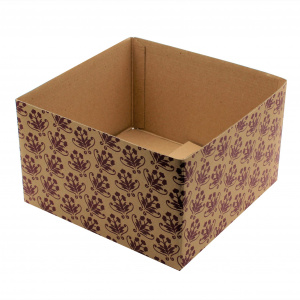 Cutie de cadou cu tissue paper, fundita decorativa si minifelicitare - Maroniu