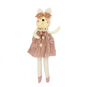 Decoratiune Zooky animalut iepuras rochita roz prafuit